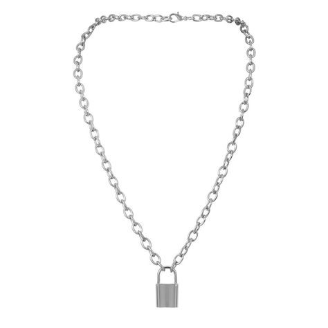 Saint Laurent Necklace Silver, Silver Chain Necklace With Lock, Silver Metal Necklace With Lock Detail, Lock Pendant, Pendant Necklace Simple, Key Pendant Necklace, Lock Necklace, Gothic Necklace, Necklace Chain Lengths