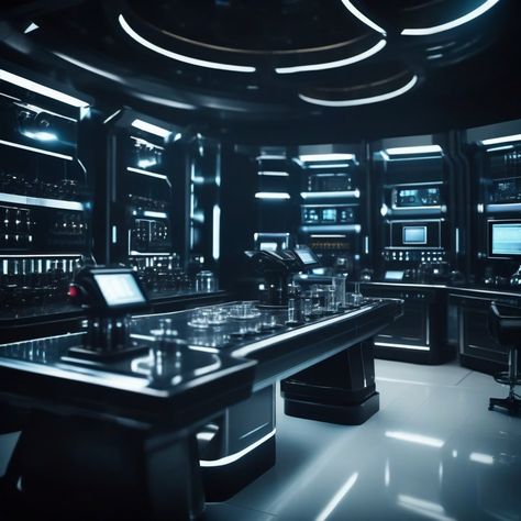 Wakanda Laboratory, Sci Fi Mansion, Futuristic Bunker, Cyberpunk Lab, Futuristic Classroom, Scifi Lab, Sci Fi Rooms, Futuristic Laboratory, Armory Room