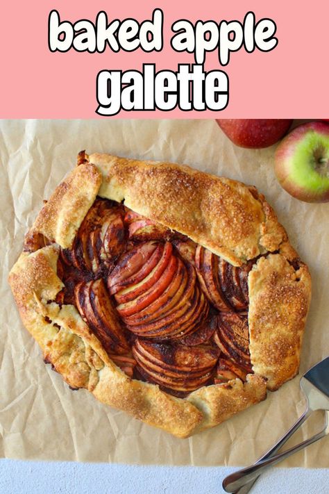 This easy baked apple galette takes whole apples with a cinnamon spice blend and bakes them in a flakey, buttery crust. The simple fall dessert is almost too pretty to eat. Easy Baked Apples, Thanksgiving Dessert Ideas, Apple Oatmeal Cookies, Apple Galette, Pumpkin Bundt Cake, Apple Cakes, Apple Hand Pies, Apple Bars, Recipes For Thanksgiving