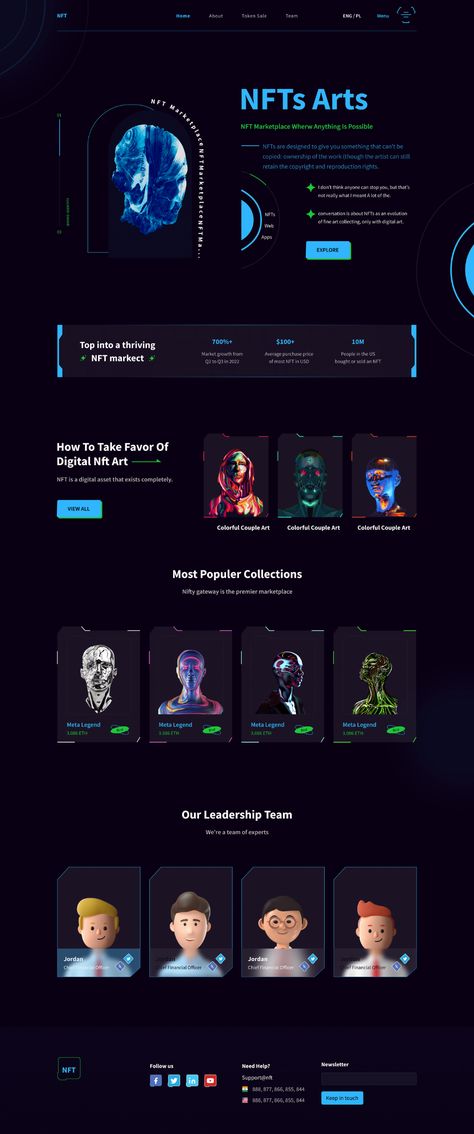 Nft Marketplace on Behance Nft Marketplace Ui, Nft Website Ui Design, Futuristic Web Design, Nft Website Design, Assignment Design, Nft Website, Uxui Design, Wireframe Template, Nft Design