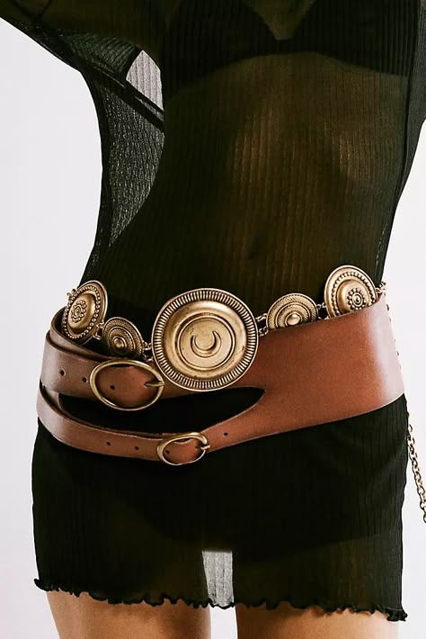 Belts | Free People Broad Belt Outfits, Belt Inspiration, Embellished Belts, Autumn Wishlist, Belts Vintage, Cool Belt, Buckle Outfits, Wide Belts, Cowboy Belt