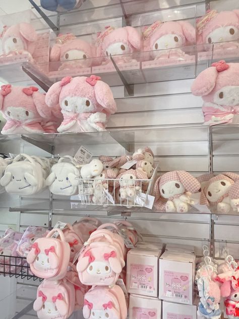 sanrio store LA My Melody Theme, Sanrio Aesthetic, Sanrio Store, Board Shop, Kawaii Core, Pink Vibes, Girly Accessories, Cute Stuffed Animals, Sanrio Characters