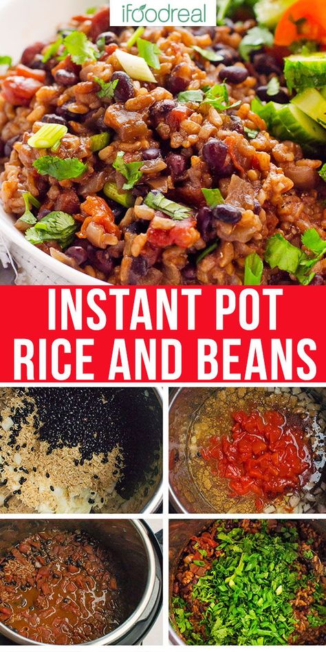 Instant Pot Rice And Beans, Dry Beans Recipe, Vegetarian Rice, Instant Pot Rice, Rice And Beans Recipe, Vegan Instant Pot Recipes, Dried Black Beans, Healthy Vegan Dinner, Vegetarian Instant Pot