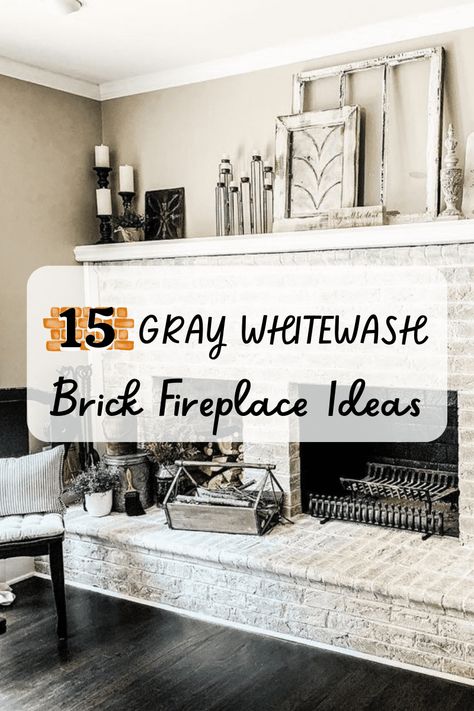 15 Gray Whitewash Brick Fireplace Ideas to Inspire Tranquility Update A Brick Fireplace, Wood Stoves Ideas Living Rooms, Brick Fireplace Redo, Grey Painted Fireplace, Wood Stoves Ideas, Whitewash Brick Fireplace, Grey Painted Brick, Brick Fireplace Ideas, Fireplace Painting