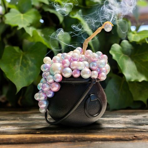 Bubbling cauldron decor with skeleton arm. Bring your pastel goth witch dreams to life! https://ccabinetapothecary.etsy.com/listing/1741450790 Cauldron Decor, Pastel Goth Witch, Skeleton Arm, Bubbling Cauldron, Witch Cauldron, Goth Witch, Halloween House, Perfect Food, Pastel Goth