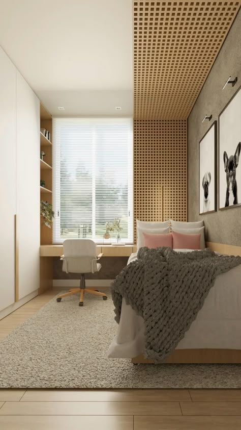 Small Bedroom Office Layout, Desk Beside Bed, Guest Office Bedroom Ideas, Home Office 2 Desks, Home Office Guest Room, Small Guest Room Office, Small Home Office Guest Room, Closet In Bedroom, Small Office Guest Room