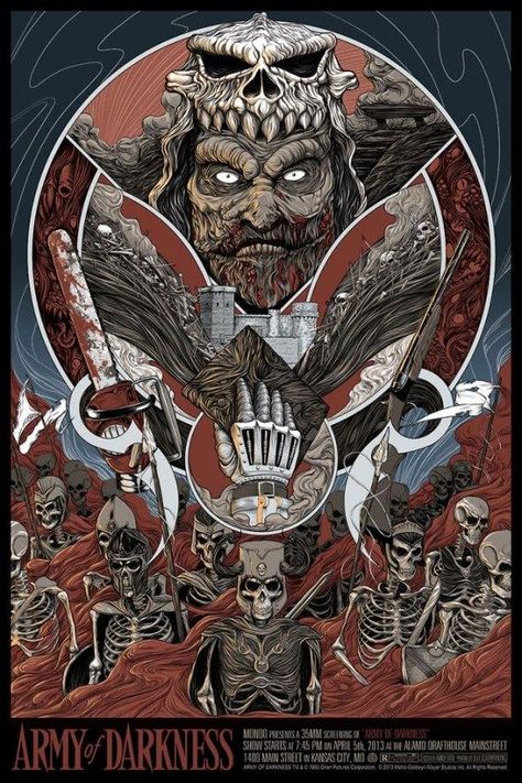 Army of Darkness Mondo Posters, Army Of Darkness, Horror Monsters, Horror Posters, Evil Dead, I'm Broke, Horror Movie Art, Horror Movie Posters, Movies And Series