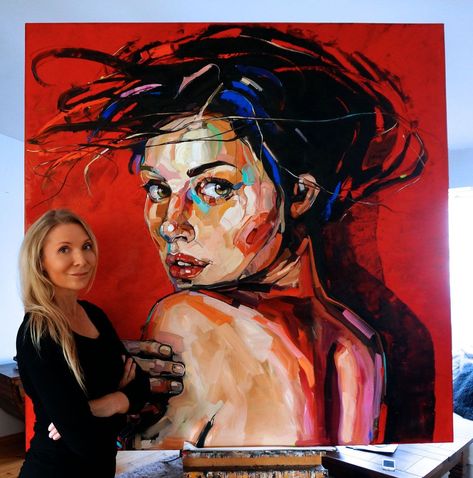 Anna Bocek, Painting On Canvas For Beginners, Canvas For Beginners, Abstract Portrait, Beginner Painting, Acrylic Painting Canvas, Figurative Art, Portrait Art, Painting On Canvas