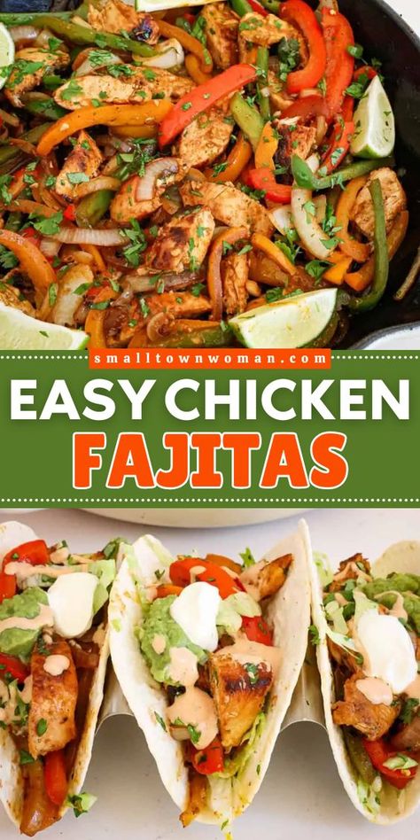 Another family-friendly dinner for your rotation! Easy and delicious, this chicken fajita recipe is so much better than what you can get from your favorite Mexican restaurant. Save this main course idea and enjoy this chicken dish! Mexican Dishes With Chicken, Fajitas Chicken, Chipotle Peppers In Adobo Sauce, Chicken Fajitas Recipe, Fajita Mix, Easy Chicken Fajitas, Fajita Chicken, Fajita Marinade, Southwestern Recipes