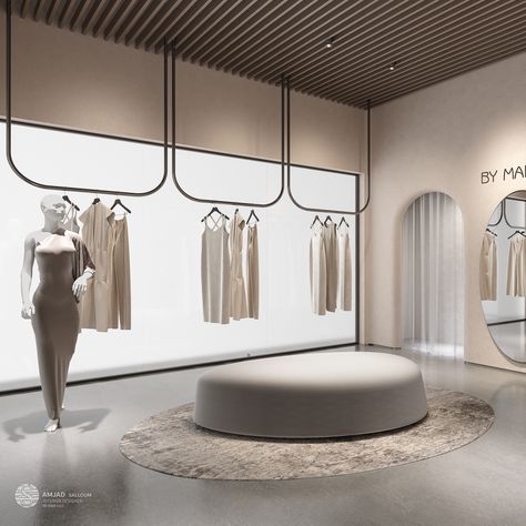 Design Of :DRESS SHOP MINIMALISTLocation: Dubai #homedecoration #decor #interiordecorating #interiorstyle #homedecor #homeinspo #housetour #interior #architecture #architecturedesign #architectureporn #furnituremakeover #furnituredesigner #interiorstyling #interiorstyle #interiorstylis #interiorstyled #interiorstylingideas #homesweethome #interiorlovers #دبي #أبو_ظبي #ديكور #تصميم داخلي #الشارقة #housegoals #instahome #amjad_salloum Design by Amjad salloum for booking your design +971527250060 Clothing Store Wall Display, Textile Showroom, Tailor Store, Clothing Boutique Interior, Luxury Clothing Store, Tattoo Home, Fashion Store Design, Inspiration Wall Art, Showroom Inspiration