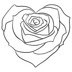 heart Shap Rose Coloring Pages Rose Coloring, Rose Outline, Rose Coloring Pages, Tattoo Outline Drawing, Heart Coloring Pages, Rose Drawing, Roses Drawing, Tattoo Art Drawings, Outline Drawings