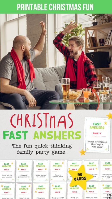 Christmas Think Fast Game, Gift Exchange Games, Fun Christmas Party Games, Christmas Games For Family, Family Party Games, Think Fast, Christmas Play, Fun Party Games, Christmas Party Games