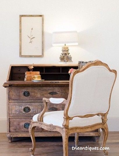 An antique Swedish desk and a pressed Swedish botanical paired with an antique French chair Antique French Chairs, Desk Inspiration, French Chairs, French Country Cottage, Parade Of Homes, French Interior, French House, Classic House, Making Room