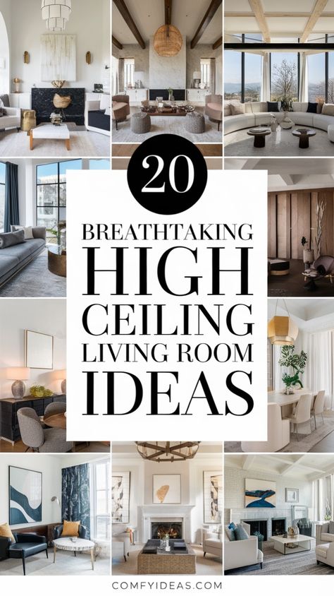 Highlight the beauty of high ceilings with stunning lighting, tall drapes, and architectural accents. These 20 ideas will transform your living room—visit our site! Mantle Decor Vaulted Ceiling, Black Wall Vaulted Ceiling, Modern Traditional Great Room, Chandelier For High Ceiling Living Room Rustic, Living Room Designs Cathedral Ceiling, Mantle With Tall Ceiling, Wall With High Ceilings, Cozy Living Rooms Vaulted Ceiling, Tall Coffered Ceiling