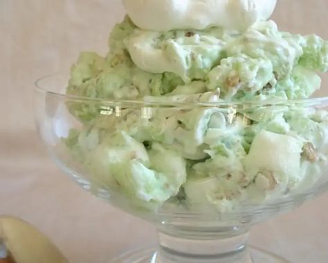 Authentic Watergate Salad Recipe  - Food.com Watergate Salad Recipe, Pistachio Pudding Salad, Marshmallow Salad, Pudding Salad, Rv Recipes, Watergate Salad, Jello Salads, Irish Dishes, Pistachio Pudding