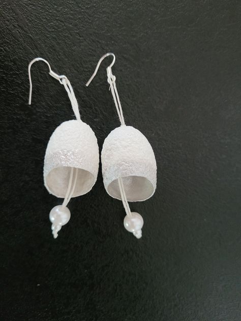 Wedding White and Silver Silk cocoon earrings, dangling silkworm cocoon earrings, gift for her Silkworm Cocoon Art, Cocoon Art, Lavender Scarf, Silkworm Cocoon, Silk Cocoon, Wool Shoes, Silver Clay, Earrings Dangling, Silver Silk