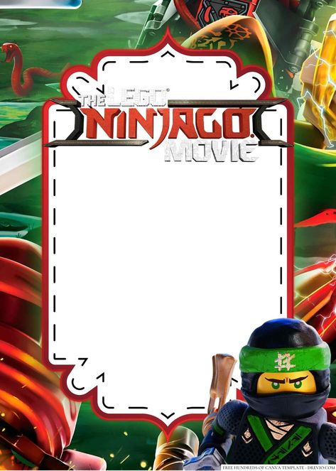 FREE The LEGO Ninjago Movie Birthday Invitation Templates The Lego Ninjago Movie, Lego Ninjago Party, Lego Ninjago Birthday, Ninjago Birthday Party, Lego Universe, Ninjago Birthday, Ninjago Party, Ninjago Movie, Movie Birthday