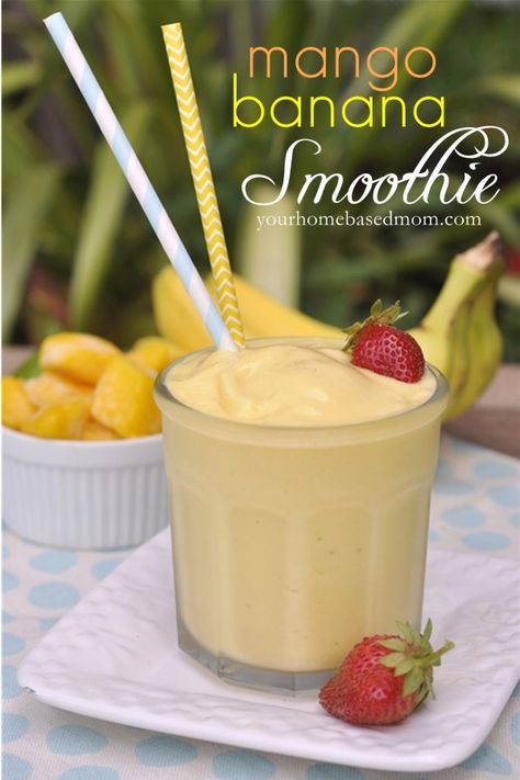 Mango Banana Smoothie and Blendtec Giveaway... I will replace the yoghurt by almond milk to make it Paleo :-) Amazing Smoothie Recipes, Blendtec Recipes, Banana Apple Smoothie, Mango Banana Smoothie, Mango Smoothie Recipes, Banana Splits, Pineapple Drinks, Overnight Oat, Pineapple Smoothie