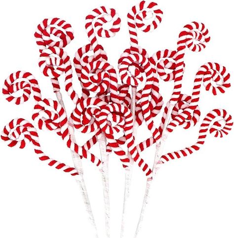 Amazon.com: 4 Pcs Red White Christmas Candy Cane Picks Curly Sprays Ornaments Cotton Peppermint Swirled Branches for Xmas Tree Topper Stems Decorations Vase Filler DIY Craft Wreath Garland Home Holiday Decor : Home & Kitchen White Christmas Candy, Red White Christmas Tree, Vase Fillers Diy, Tree Fillers, Craft Wreath, Peppermint Tree, Xmas Tree Toppers, Christmas Tree Picks, Candy Decor