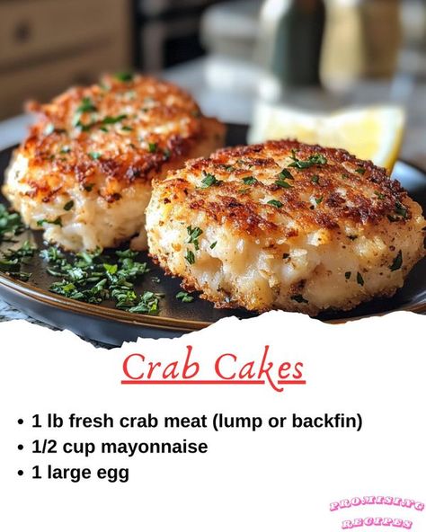 Promising Recipes | Crab Cakes 🦀🍽️ | Facebook Md Crab Cakes, Healthy Crab Recipes, Crab Recipes Healthy, Crab Burger, Homemade Crab Cakes, Maryland Crab Cakes, Crab Cake Recipes, Crab Cake Recipe, Crab Recipes