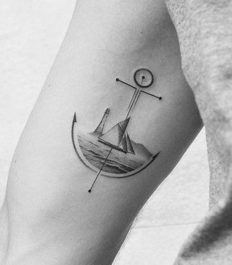 Ship Tattoo Women Small, Abstract Anchor Tattoo, Ancora Tattoo, Coordinating Tattoos, Vacation Tattoos, Fernweh Tattoo, Sailing Tattoo, Small Anchor Tattoos, Wellen Tattoo