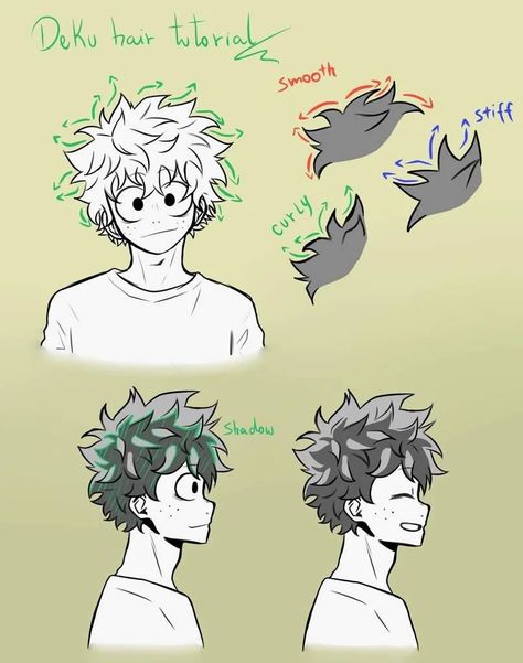 Deku Hair, Anime Drawings Tutorials, Anime Character Drawing, Art Tutorials Drawing, Anime Poses Reference, Art Drawings Sketches Simple, Drawing Base, Drawing Poses, Drawing Reference Poses