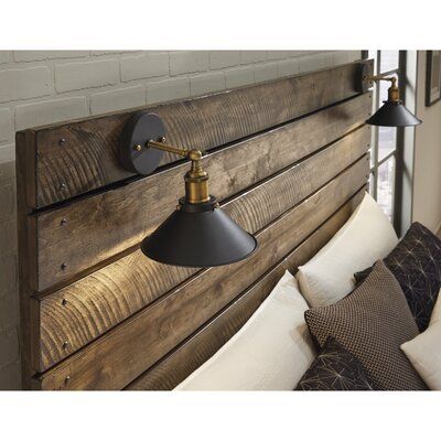 Diy Wood Headboard, Bar Hardware, Headboard With Lights, Wooden Headboard, Wood Headboard, Bedroom Headboard, Rustic Bedroom, Bedroom Collection, Queen Bed