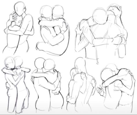 Couple Hug Drawing Reference, Sketch Of People Hugging, Sleep Poses For Couples, Waist Grab Drawing, Holding Hands To Chest Reference, Drawing Base Reference Male, Cute Couple Poses Drawing Hugging, Slap Reference Drawing, Hand On Back Reference