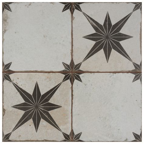 Kings Star Ara Nero Star Tile, Patterned Wall, Vintage Industrial Design, Merola Tile, House Tiles, Square Tile, Ceramic Floor, Interior Architect, Natural Stone Tile