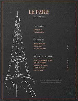 Inspired French Menu Template Designs - MustHaveMenus Arch Signage, French Restaurant Menu, French Cafe Menu, Menu Maker, Menu Cafe, Diner Menu, Cafe Menu Design, Cafe Paris, Menu Card Design