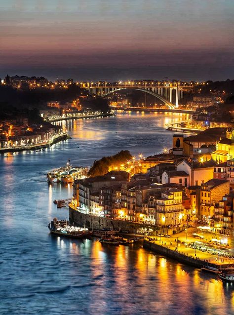 City - Portugal - PORTO - Panorama Night-01 | Helmut Schopper | Flickr Porto Travel Guide, Day Trips From Porto, Portugal Cities, Porto Travel, Portuguese Culture, Portugal Travel, Porto Portugal, Lisbon Portugal, City Aesthetic