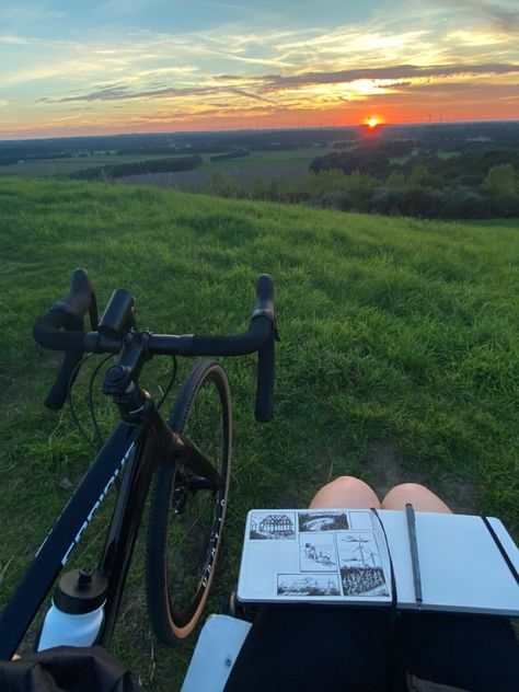 #sunset #cycling #gravelbike #drawing #sketchbook #lounge #aestetik #wallpaper Wallpaper My Vibe, Cycling Vision Board, Summer Cycling Aesthetic, Cycling Wallpaper, Cycling Aesthetic, Biking Aesthetic, Bicycle Aesthetic, Good Vibes Wallpaper, Wallpaper Vibes