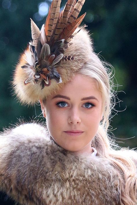 Feather Display, Fascinator Hats Diy, The Europe, Made Accessories, Run For The Roses, Victorian Hats, Grey Fur, Fur Headband, Vintage Fox