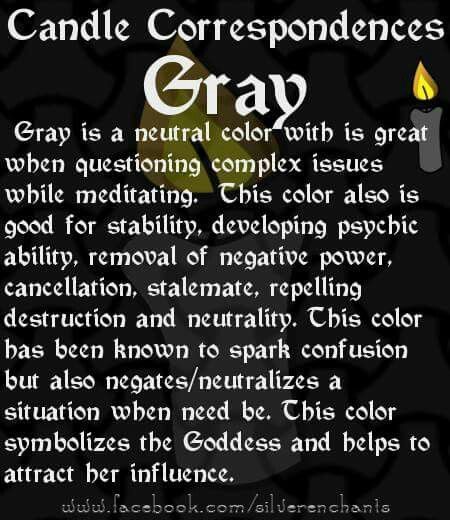 Candle Correspondences - Gray Grey Candle Meaning, Grey Candle Magic, Gray Candle Magic, Gray Candle Meaning, Candle Correspondence, Candle Meanings, Gray Candle, Candle Magik, Color Magick