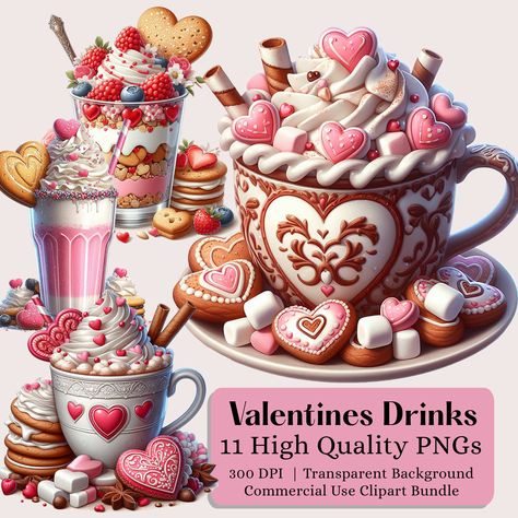 Welcome to Pretties Pixel! Step into a whimsical world with our Drinks Valentines Bundle! Explore the endless possibilities of creativity with our high-quality clipart bundle. Each collection is crafted with care to elevate your projects and bring a touch of uniqueness to your creations.  Incorporate these extraordinary clipart images into your digital craft stash for limitless creative possibilities. Perfect for mugs, apparel, invitations, journals, wall art, digital planners, website graphics, Valentines Drinks, Devine Love, Valentines Clipart, Chic Tattoo, Valentines Day Clipart, Food Clipart, Website Graphics, Valentine Clipart, Craft Stash