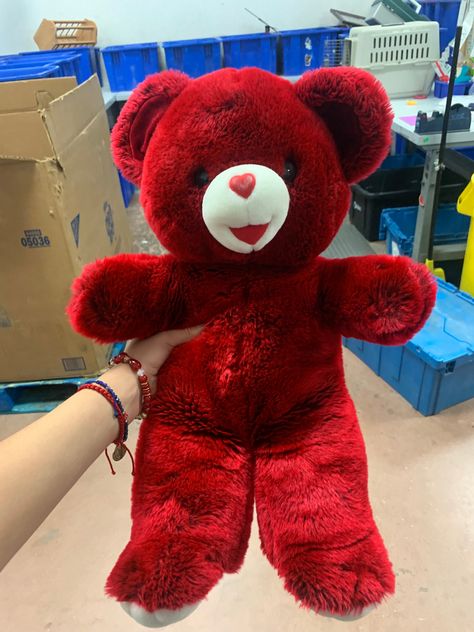 Red Stuffed Animal Aesthetic, Red Plushie, Red Stuffed Animal, Red Teddy Bear, Teddy Bears Valentines, Cute Furniture, Bear Stuffed Animal, Red Aesthetic, Plush Animals