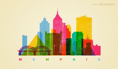 Memphis Egypt, Memphis Skyline, Vector Background Graphics, Memphis Art, Memphis City, Art Skills, Skyline Design, Background Watercolor, Skyline Art