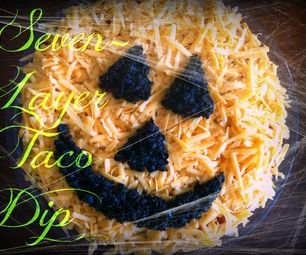 Years ago, one of my girlfriends was married to a chef who used to make this dip for all their parties.  They used to throw a lot of parties, too, so ... 7 Layer Taco Dip, Halloween Potluck, 7 Layer Dip, Layered Taco Dip, Halloween Food Appetizers, Layer Dip, Taco Dip, Halloween Appetizers, 7 Layer