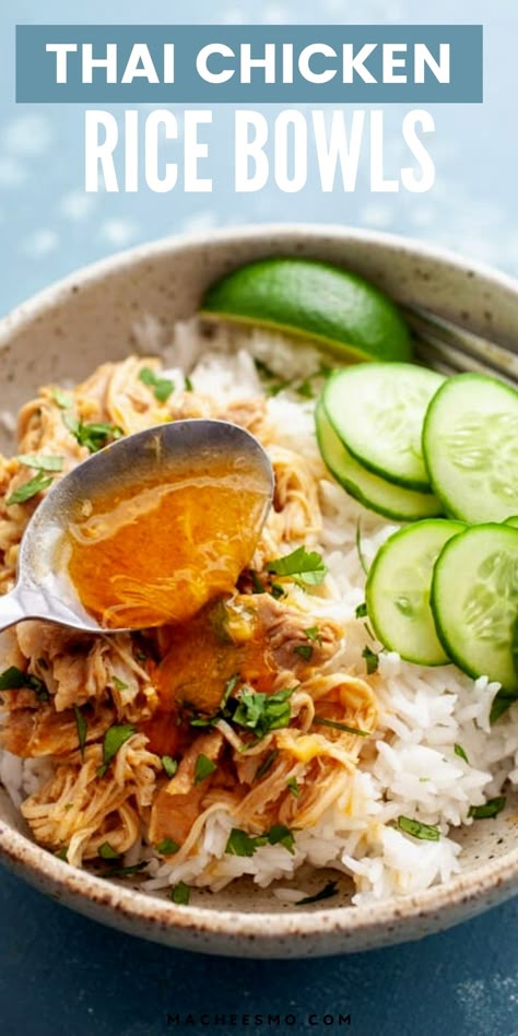 Coconut Chicken Rice, Coconut Chicken Recipe, Thai Coconut Chicken, Bowls Recipes, Chicken Bowls, Healthy Bowls Recipes, Chicken Rice Bowls, Rice Bowls Recipes, Coconut Chicken