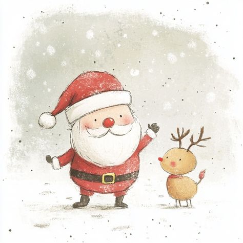 Free image of "Santa And Rudolph Art" by Circe Denyer Santa Watercolor, Watercolor Christmas Art, Santa And Rudolph, Santa Paintings, Deer Decor, Christmas Card Art, Watercolor Christmas, Easy Watercolor