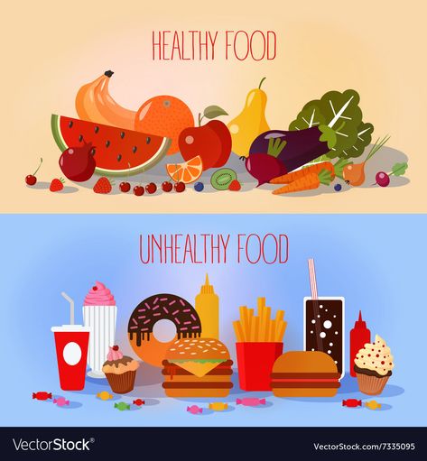 Healthy And Unhealthy Food, Heart Healthy Eating, Baked Veggies, Health Class, Food Clipart, Healthy Lifestyle Changes, Easy Diets, Healthy Family Meals, Unhealthy Food