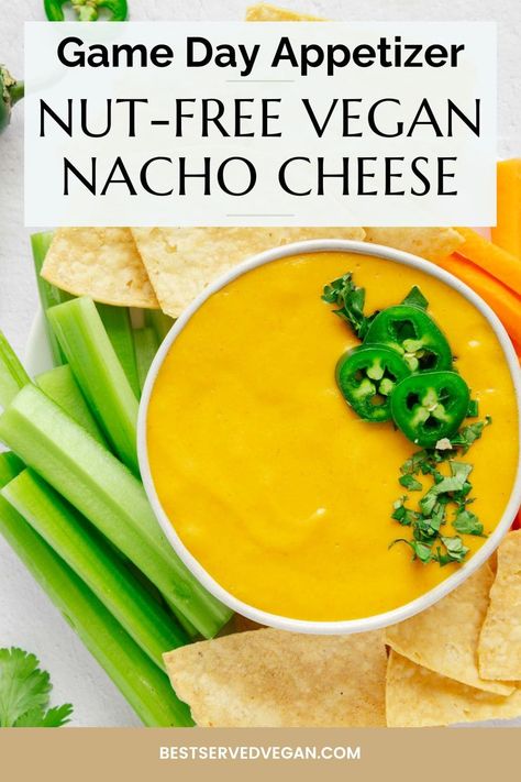 If you’ve ever wondered how to make the creamiest, dreamiest Vegan Nacho Cheese Without Cashews, you’ve come to the right place. My nut-free, soy-free, and dairy-free nacho cheese recipe has all the flavor and pourable consistency you crave but is completely plant-based. Best of all, it is made with just 10 simple ingredients in only 30 minutes! Nacho Cheese Dip, Nachos Cheese, Vegan Nacho Cheese, Resep Vegan, Vegan Nachos Cheese, Vegan Dips, Vegan Cheese Recipes, Vegan Nachos, Nacho Cheese Sauce