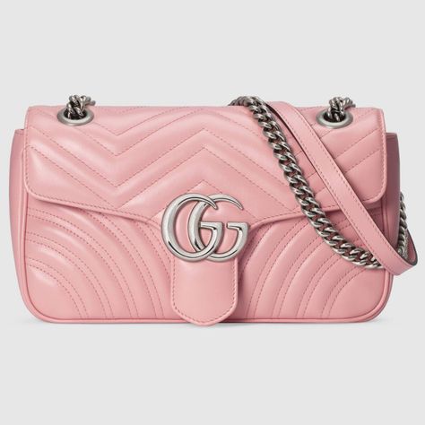 D Signature, Color Candy, Gg Marmont, Candy Pink, Silver Hardware, Gucci, Shoulder Bag, Pink, Silver