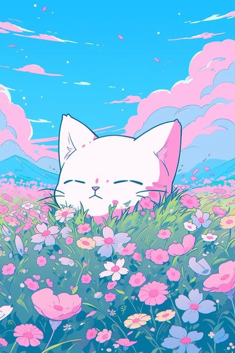 #wallart #cute #kawaii #vaporwave #lofi #anime Cute Vaporwave, Kawaii Vaporwave, Watercolor Kawaii, Pastel Cat, Wallpaper Tablet, Art Studio Space, Vaporwave Art, Anime Cover Photo, Anime Backgrounds Wallpapers