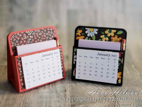 Mini Desk Calendar - Day 3 of 12 Days of DIY Gift Ideas Calendar With Photos, Handmade Desk Calendar, Small Desk Calendar, Diy Desk Calendar, Calendar Holder, Mini Desk Calendar, Post It Note Holders, Diy Calendar, Mini Desk