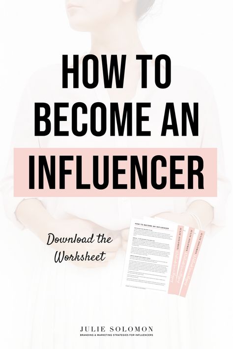 How To become an influencer. For tips on how to do this, download the worksheet, which gives you consistent steps on how to become an influencer. #Influencer #InfluencerMarketing #Business #Instagram #JulieSolomon Julie Solomon. Instagram Management, Digital Marketing Content, Influencer Tips, Increase Followers, Brand Deals, Instagram Marketing Tips, The Worksheet, Instagram Strategy, Business Instagram