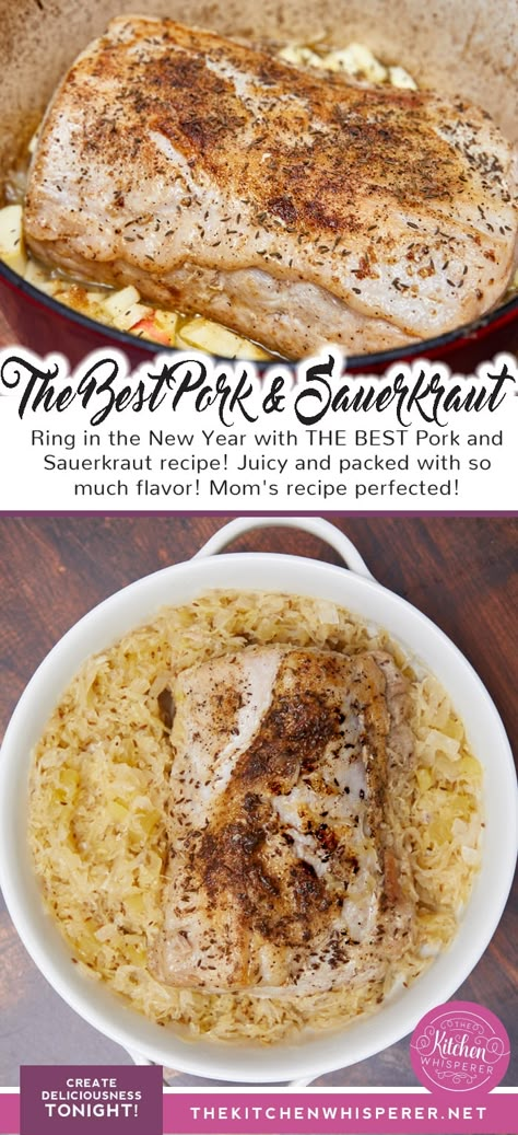 New Years Pork And Sauerkraut, Pork Sauerkraut, Pork And Sauerkraut Recipe, Pork Roast And Sauerkraut, Baked Pork Loin, Pork And Sauerkraut, Pork Sirloin Roast, Pork Sausage Recipes, Pork Roast In Oven