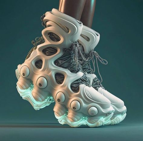 I would be very happy if you subscribe to my Pinterest page💚 Shoe Modeling, 2000 Trends, Artsy Shoes, Ad Animation, Sci Fi Costume, 3d Product Animation, Futuristic Shoes, Mode Shoes, Sparkle Wallpaper