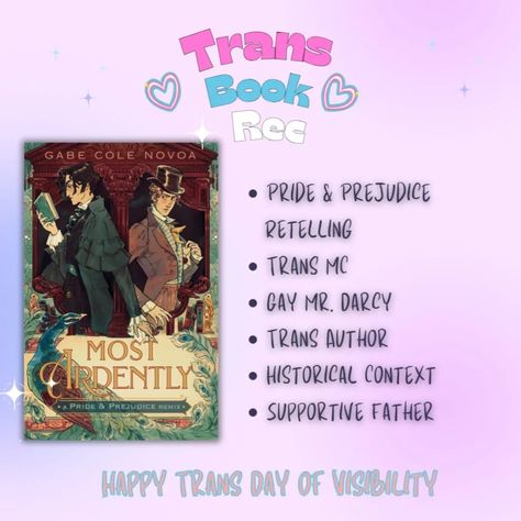 Happy Trans Day of Visibility! 🩵🩷🤍🩷🩵 To all my trans friends, you are loved. Scroll ➡️ for some of my favorite books featuring trans characters. Images features the following books: Most Ardently by Gabe Cole Novoa, Chef's Choice by TJ Alexander, Per by Awake Emezi, The Sunbearer Trials by Aiden Thomas, Cheer Up: Love and Pompoms, Felix Ever After by Kacen Callender, The Diablo's Curse by Gabe Cole Novoa, The Sacrifice by Rin Chupeco #transrightsarehumanrights #transdayofvisibility🏳️‍⚧... The Sunbearer Trials, Trans Books, Sunbearer Trials, Trans Characters, Trans Film, Aiden Thomas, Transgender Books, Movie Recs, Trans Day Of Visibility