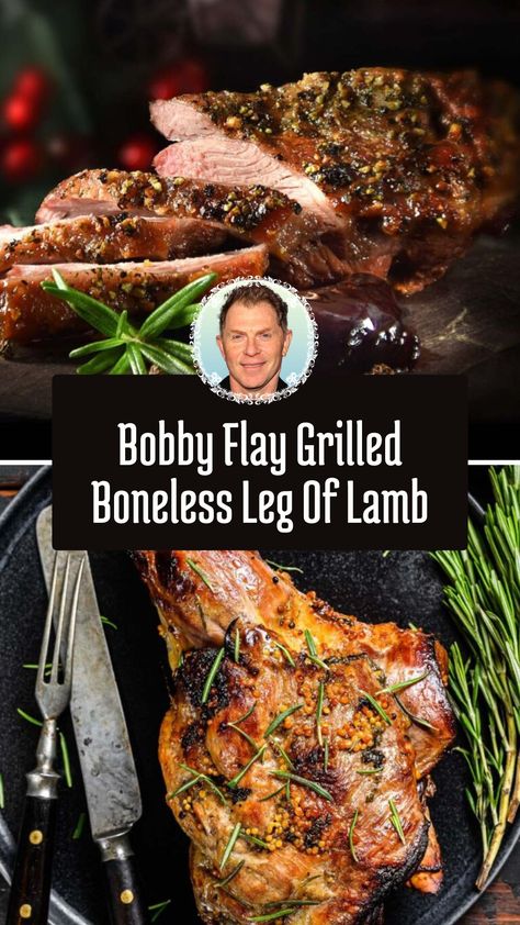 This delicious grilled boneless leg of lamb recipe by Bobby Flay is a show-stopping main course that’s surprisingly simple to make. Marinated in olive oil, garlic, and fresh rosemary, the lamb turns tender and flavorful. Perfect for a summer barbecue or an elegant dinner, it’s a versatile dish that pairs beautifully with your favorite sides. Italian Leg Of Lamb Recipes, Leg Lamb Recipes, Stuffed Leg Of Lamb Roast Boneless, Grilled Leg Of Lamb Recipes, Lamb Leg Recipes Boneless, Butterflied Leg Of Lamb Recipes, Leg Of Lamb Roast Boneless, Lamb Marinade Recipes, Boneless Leg Of Lamb Recipes